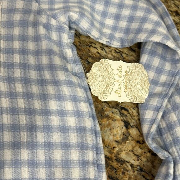 Altar'd State Multi-Pattern Peri Blue Button Down Shirt Size S - Picture 6 of 10